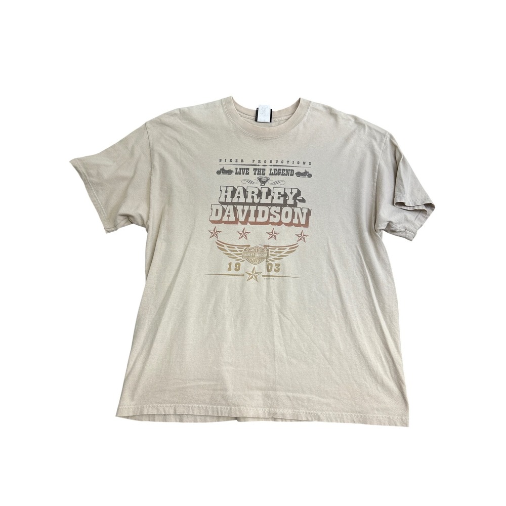 Harley-Davidson T-Shirt Mens XL Tan Little River Georgia Eagle Graphic Tee 3014